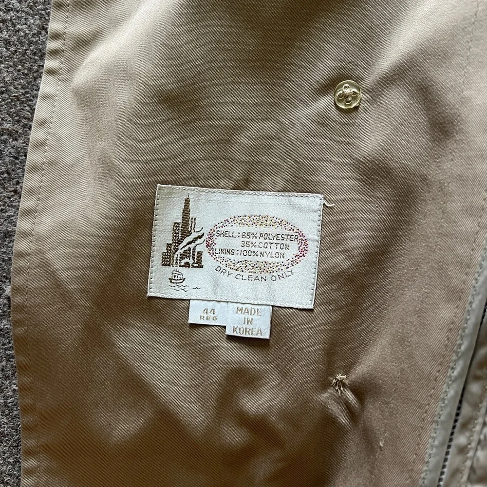 Vintage Double Breasted Belted Trench Coat Mens 44R Removable Down Puffer Lining
